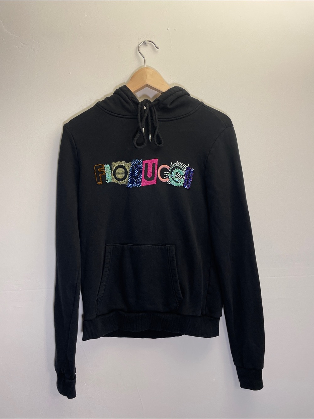 Fiorucci Black Sequin Hoodie Size XS